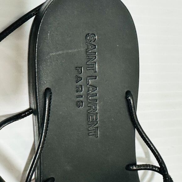 Saint Laurent Love Gold Heart EU 37 US 7 Gladiator Sandals Black Leather NIB - Picture 6 of 9